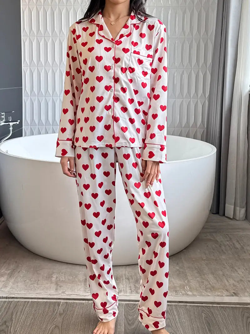 Women's Pajama Set with Long Sleeve Top and Pants,