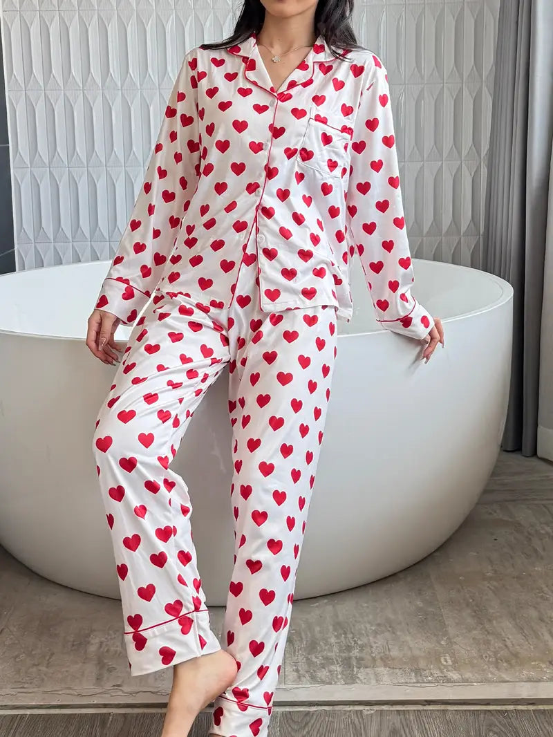 Women's Pajama Set with Long Sleeve Top and Pants,