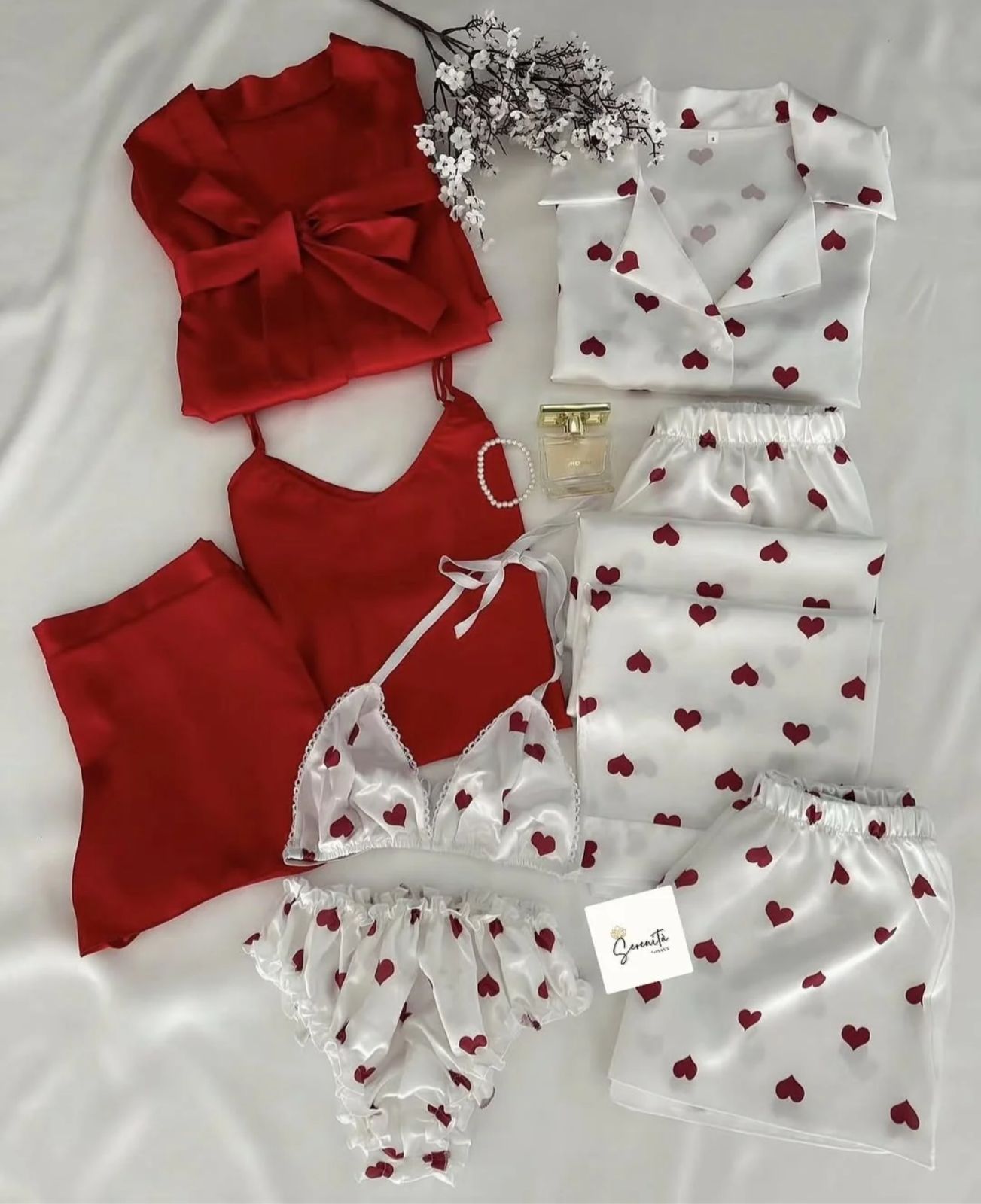 8Pcs Heart Printed Nightwear for Women
